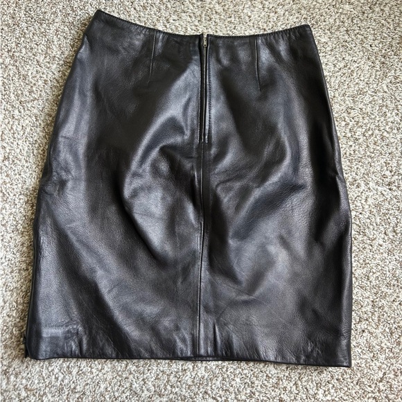 Wilsons Pelle Studio Black Leather A-Line Skirt 4 Casual Mini Vintage Retro - Picture 5 of 8